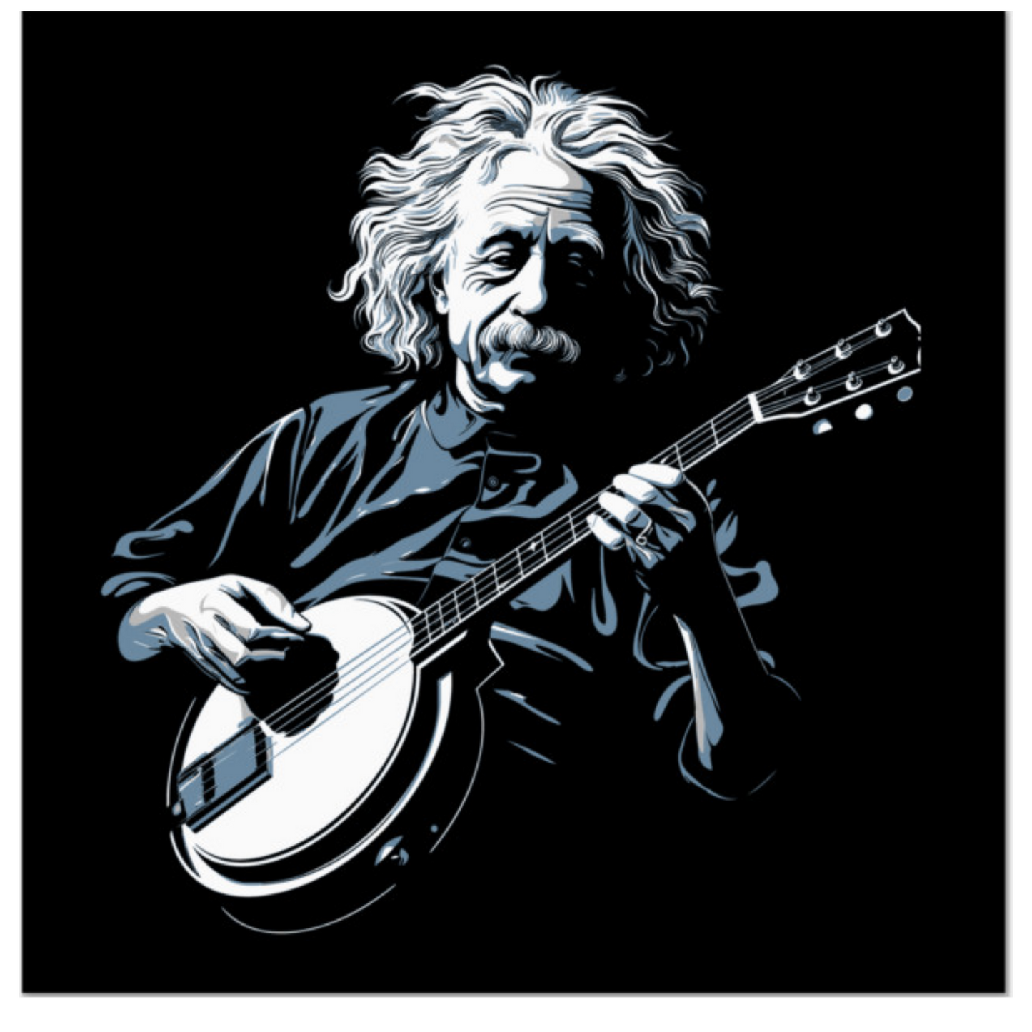 Einstein Playing Banjo Graphic Tee | Vintage Music Genius Shirt