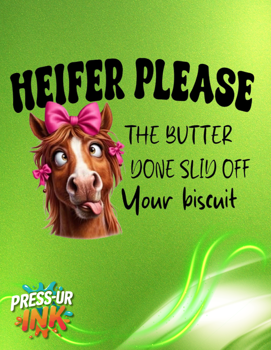 Heifer Please Funny Horse T-Shirt – Country Humor Graphic Tee, Southern Saying Shirt, Cute Cow with Bow Tee