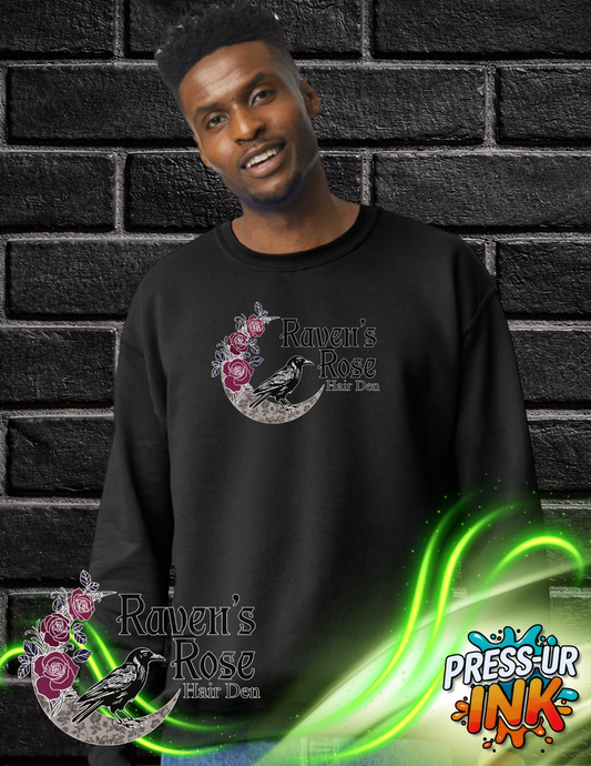 Raven’s Rose Hair Den Logo Sweatshirt – Premium Cozy Salon Crewneck, Unisex Heavy Blend Sweatshirt