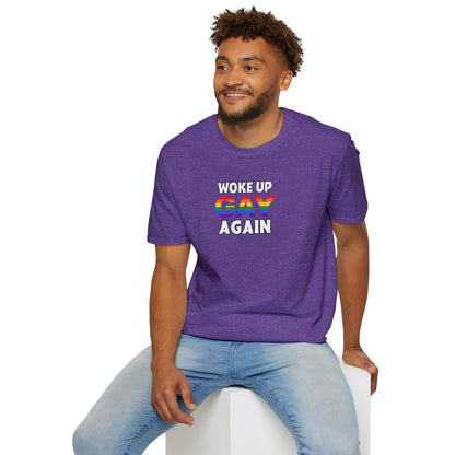 Woke Up Gay Again – Funny LGBTQ Pride Shirt | Rainbow Statement Tee