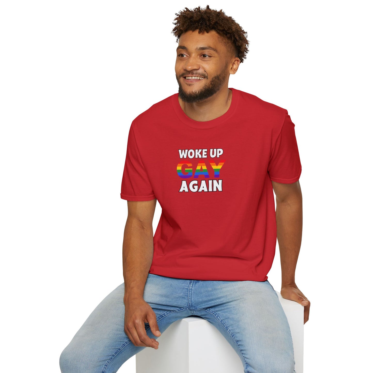 Woke Up Gay Again – Funny LGBTQ Pride Shirt | Rainbow Statement Tee