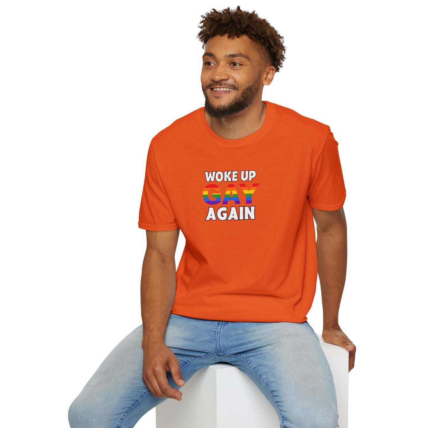 Woke Up Gay Again – Funny LGBTQ Pride Shirt | Rainbow Statement Tee