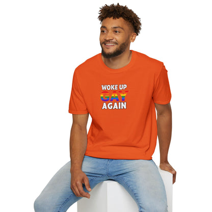 Woke Up Gay Again – Funny LGBTQ Pride Shirt | Rainbow Statement Tee