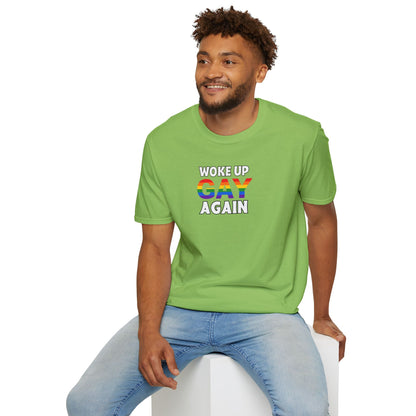 Woke Up Gay Again – Funny LGBTQ Pride Shirt | Rainbow Statement Tee