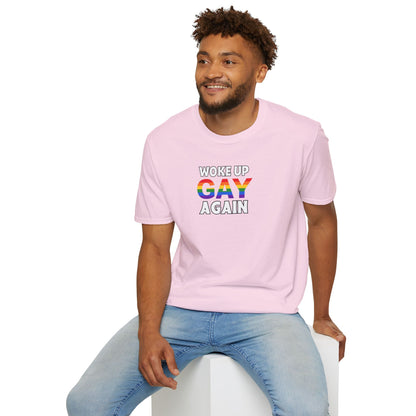 Woke Up Gay Again – Funny LGBTQ Pride Shirt | Rainbow Statement Tee