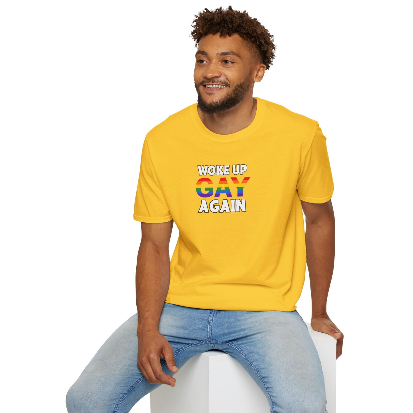 Woke Up Gay Again – Funny LGBTQ Pride Shirt | Rainbow Statement Tee