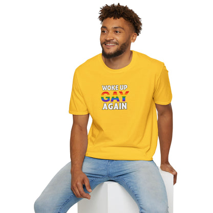 Woke Up Gay Again – Funny LGBTQ Pride Shirt | Rainbow Statement Tee