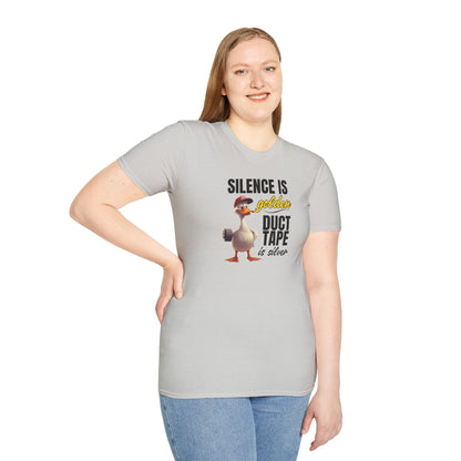 "Silence is Golden, Duct Tape is Silver" Funny Duck Tee