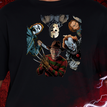 🔪😈 Slasher Society “Surrounded” Tee – Horror Circle Graphic Shirt