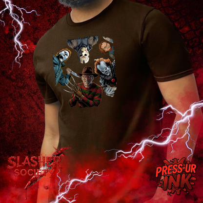 🔪😈 Slasher Society “Surrounded” Tee – Horror Circle Graphic Shirt