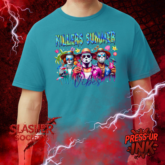 🌴🔪 Killer Summer Vibes Tee – Horror Beach Party Shirt