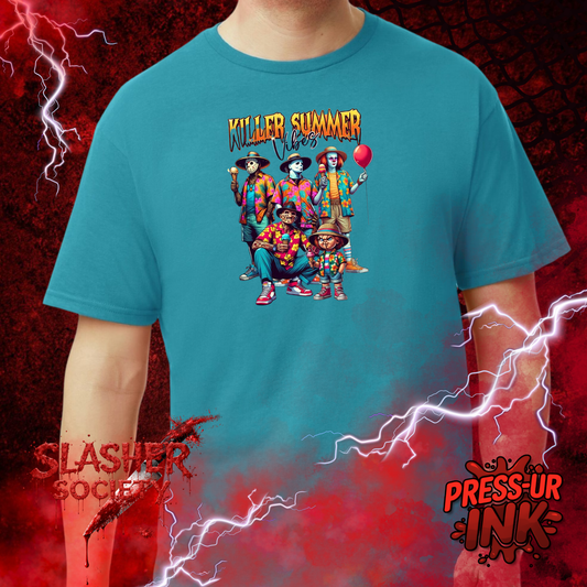 🌴🔪 Killer Summer Vibes Tee – Horror Vacation Squad Shirt