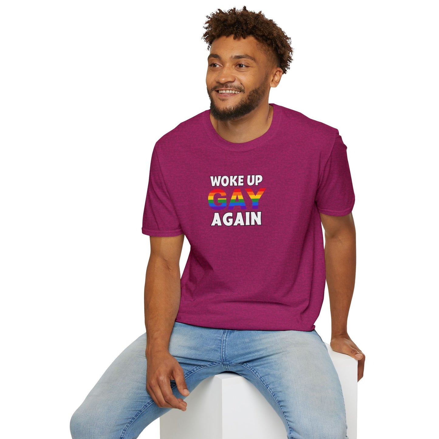 Woke Up Gay Again – Funny LGBTQ Pride Shirt | Rainbow Statement Tee