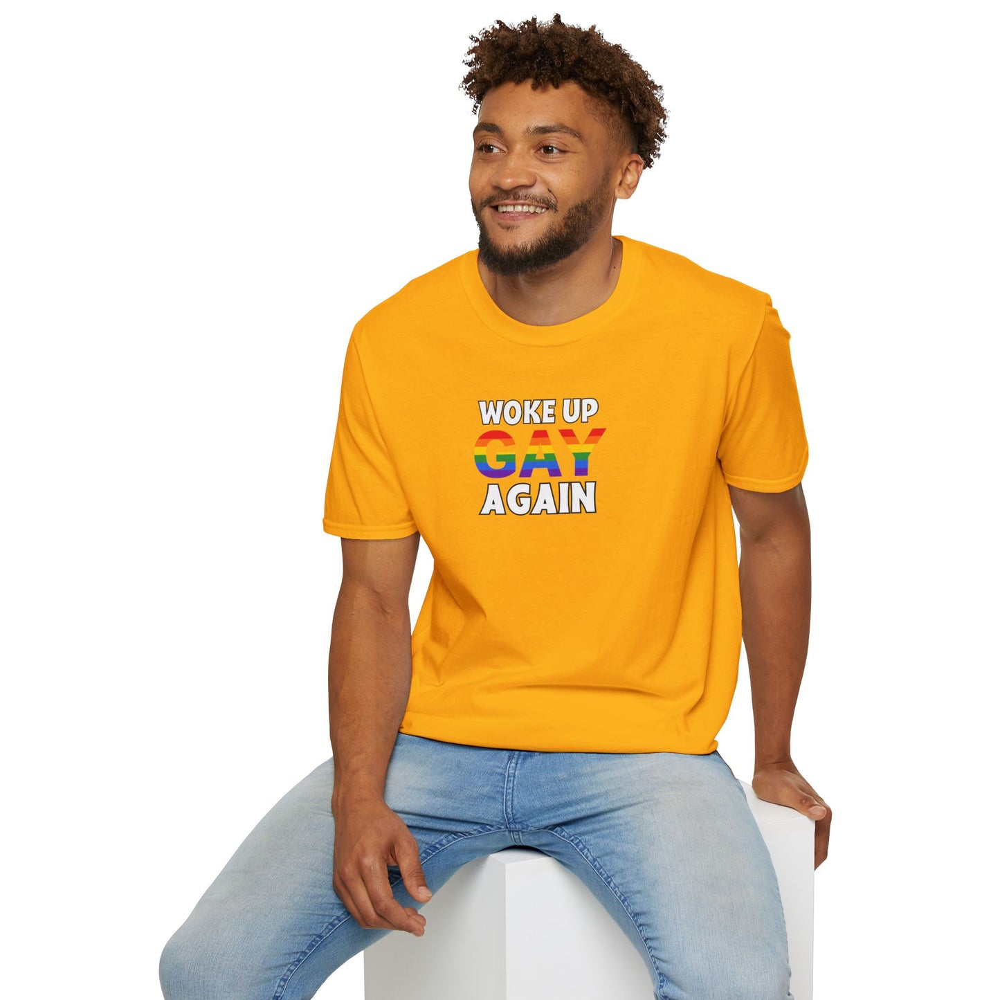 Woke Up Gay Again – Funny LGBTQ Pride Shirt | Rainbow Statement Tee