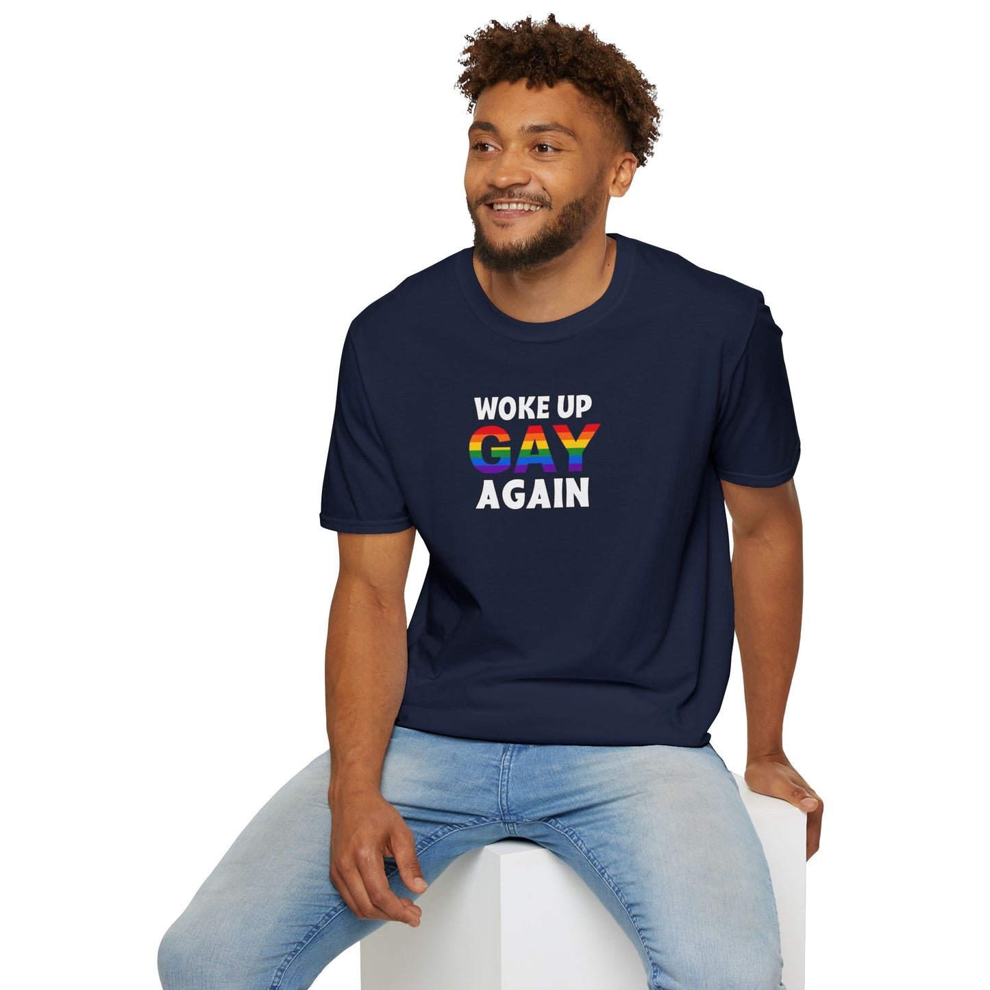 Woke Up Gay Again – Funny LGBTQ Pride Shirt | Rainbow Statement Tee