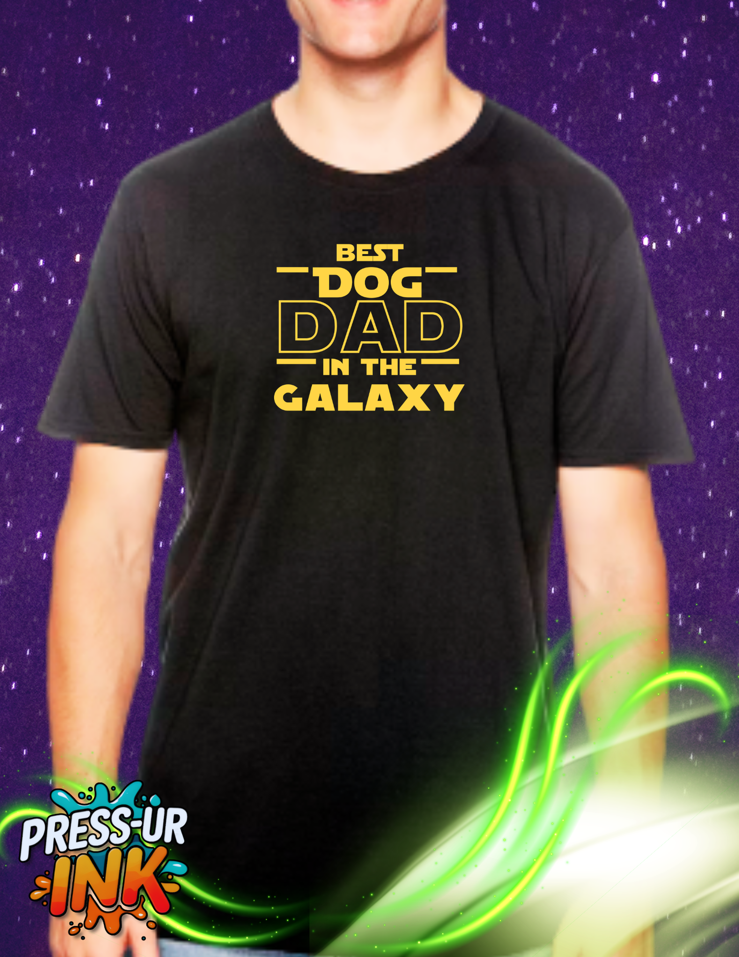 Best Dog Dad in the Galaxy T-Shirt | Funny Space Dog Lover Tee