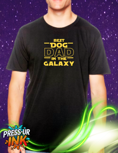 Best Dog Dad in the Galaxy T-Shirt | Funny Space Dog Lover Tee