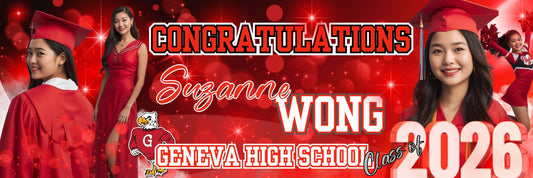 Graduation Banner 2' x 6' Vinyl w/Protective Gloss Coating, Grommets