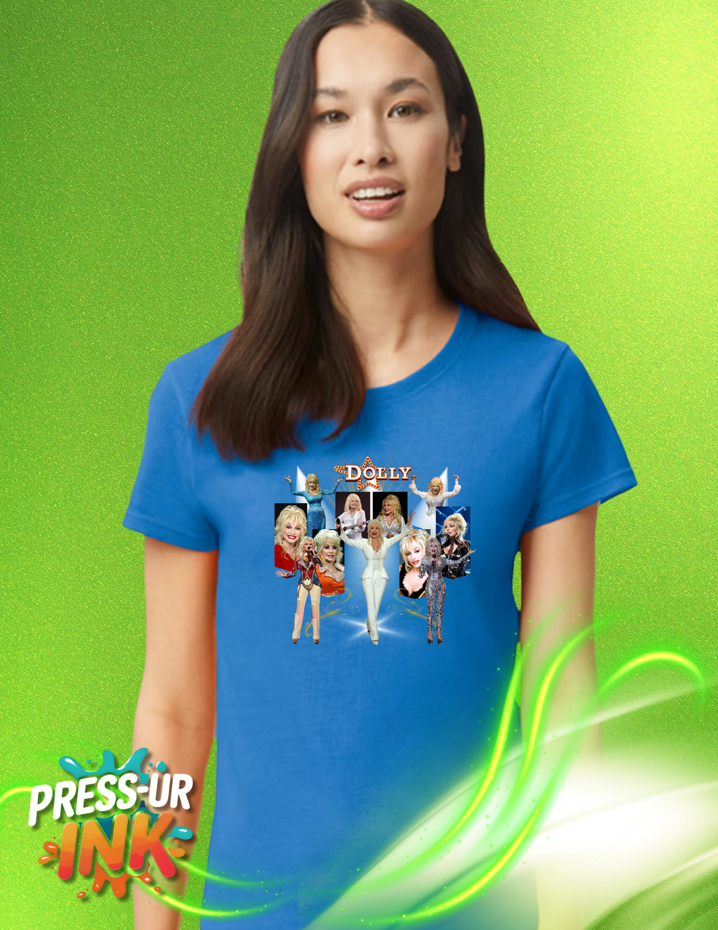 Dolly Icon Collage Graphic Tee – Bold Country Legend Tribute Shirt