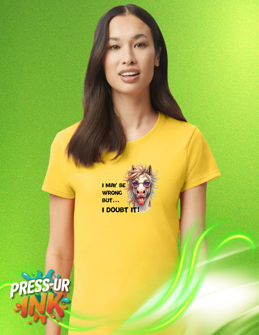 Goofy Horse Graphic T-Shirt – Funny Tongue Out Horse Tee, Silly Animal Shirt with Glasses, Cute Western Humor Tee
