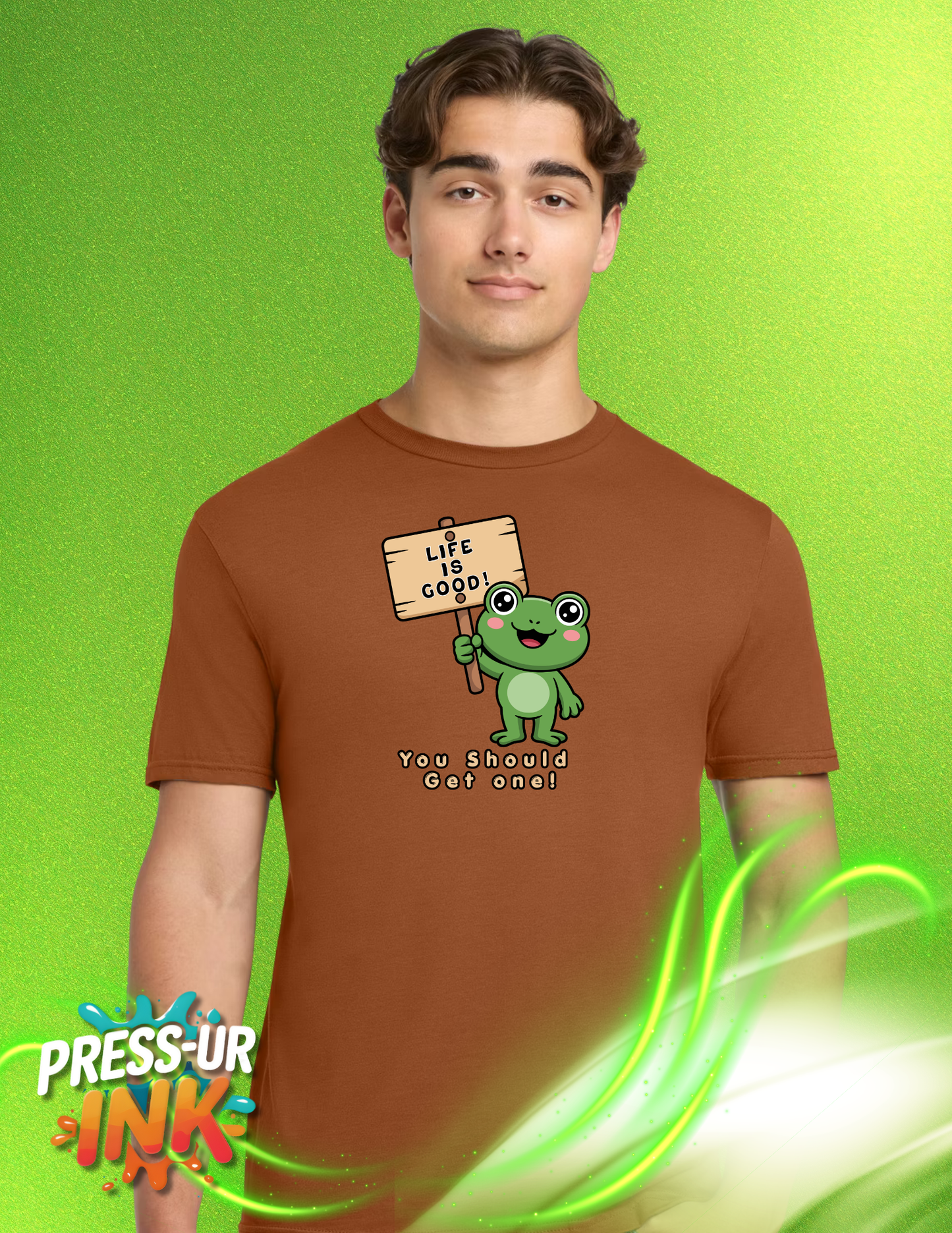 Life Is Good Funny Frog T-Shirt – Cute Frog Graphic Tee, Funny Positive Humor Shirt, Kawaii Frog Tee