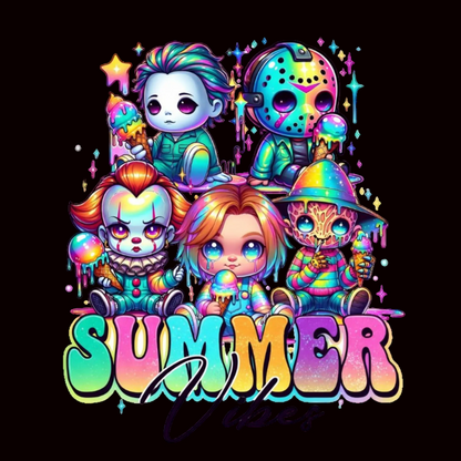 🌈🍦 Summer Vibes Tee – Cute Horror Ice Cream Shirt