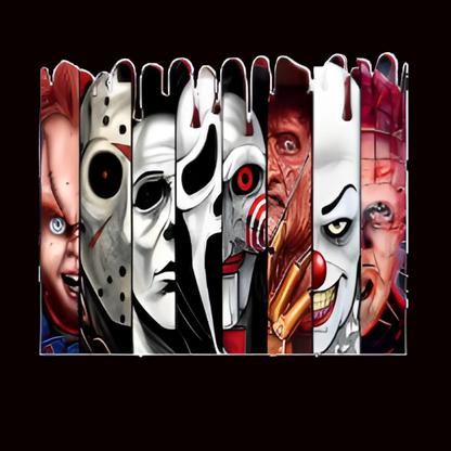 🔪🩸 Slasher Society “Drip Lineup” Tee – Horror Icons Graphic Shirt