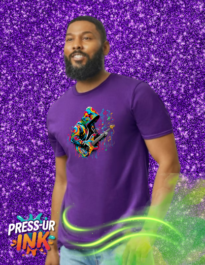 Neon Bass Player Graphic Tee | Psychedelic Music Streetwear Shirt