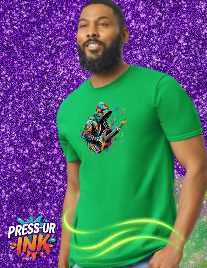 Neon Bass Player Graphic Tee | Psychedelic Music Streetwear Shirt