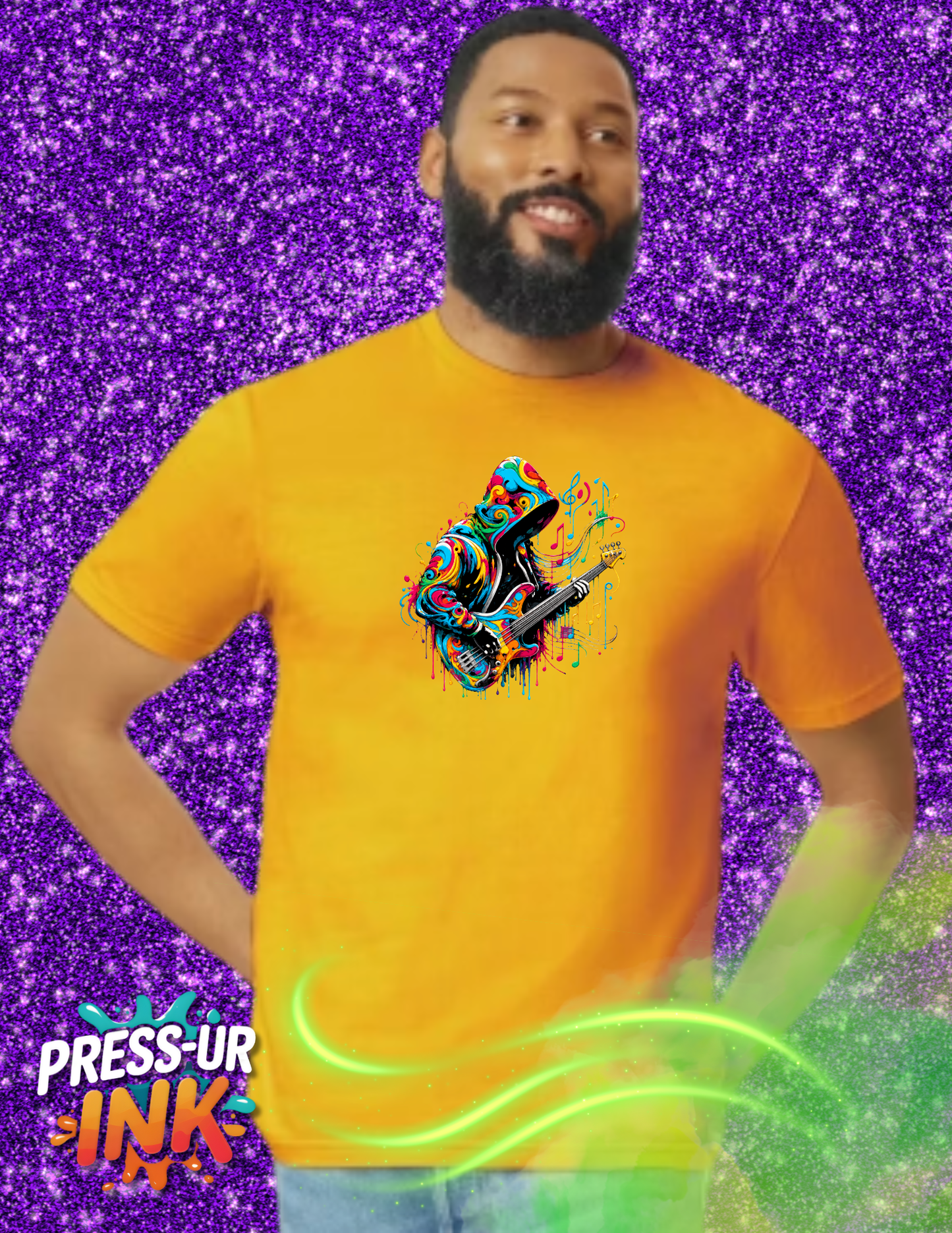 Neon Bass Player Graphic Tee | Psychedelic Music Streetwear Shirt