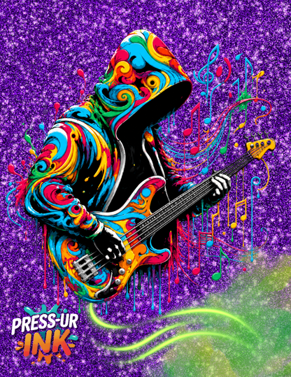 Neon Bass Player Graphic Tee | Psychedelic Music Streetwear Shirt