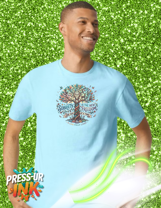 Custom Sobriety Is the New Freedom Recovery Graphic T-Shirt