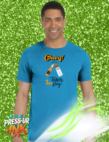 Custom Father’s Day Cheers 1st Dad Graphic T-Shirt