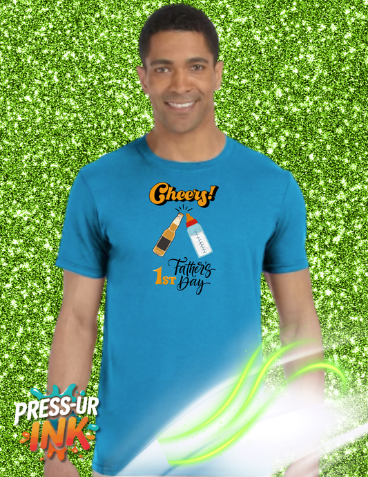 Custom Father’s Day Cheers 1st Dad Graphic T-Shirt