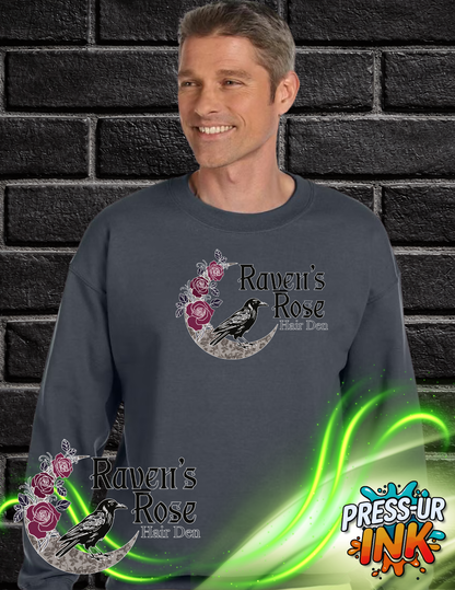 Raven’s Rose Hair Den Logo Sweatshirt – Premium Cozy Salon Crewneck, Unisex Heavy Blend Sweatshirt