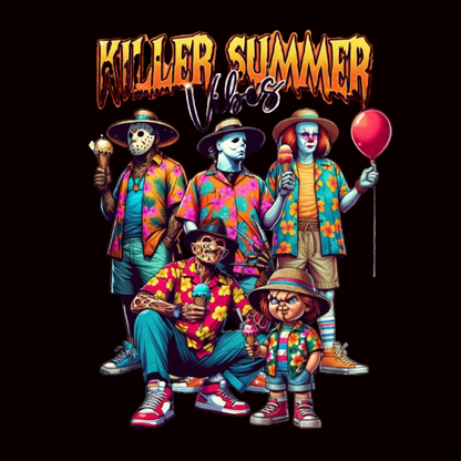 🌴🔪 Killer Summer Vibes Tee – Horror Vacation Squad Shirt