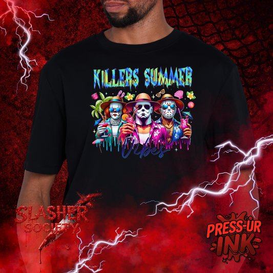 🌴🔪 Killer Summer Vibes Tee – Horror Beach Party Shirt