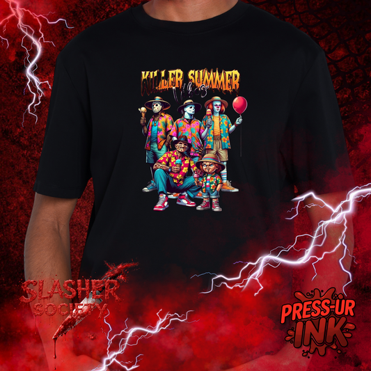 🌴🔪 Killer Summer Vibes Tee – Horror Vacation Squad Shirt